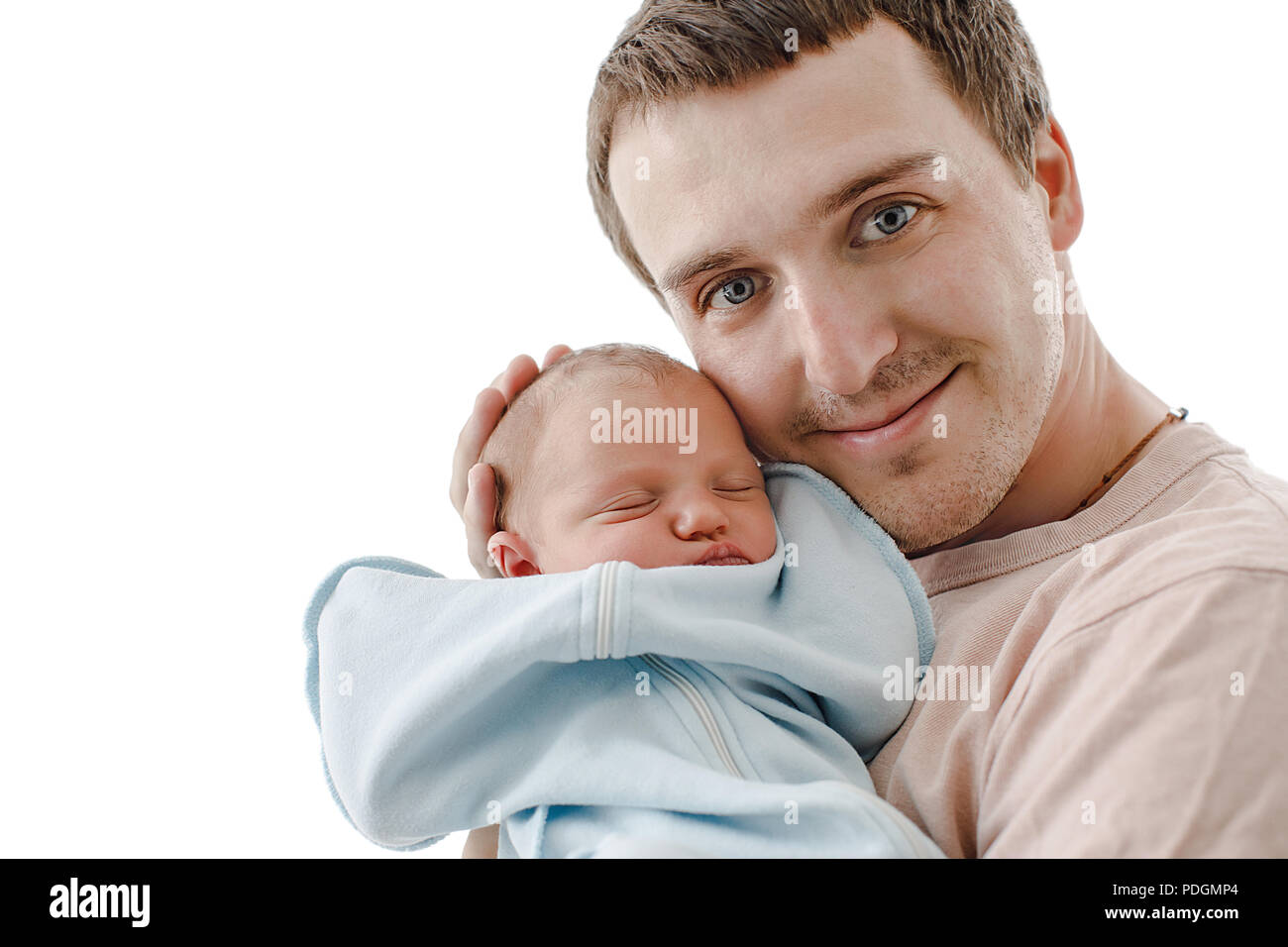 Father holding his newborn baby daughter Stock Photo