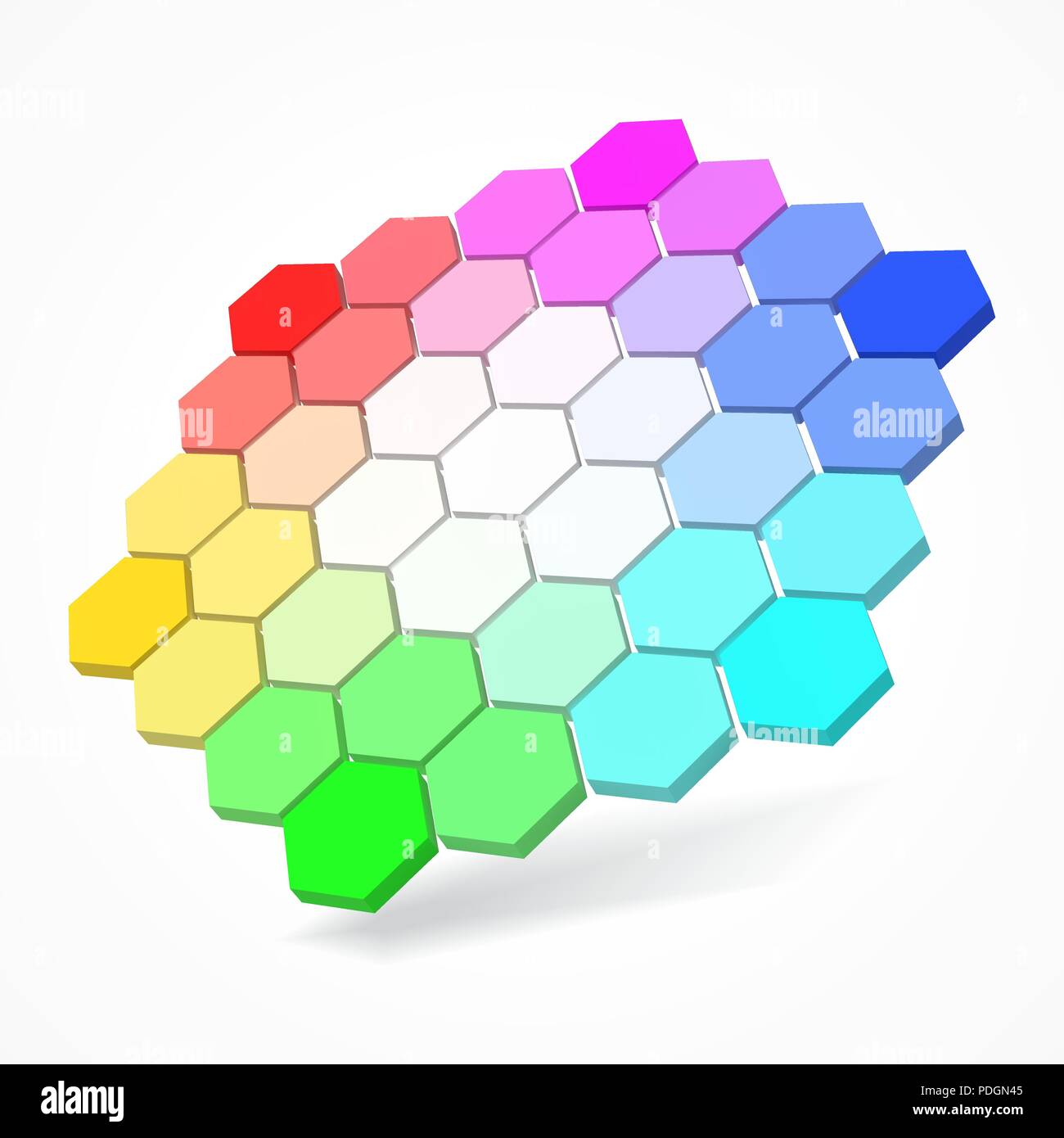 hexagonal color palette with small color hexagons. 3d style vector ...