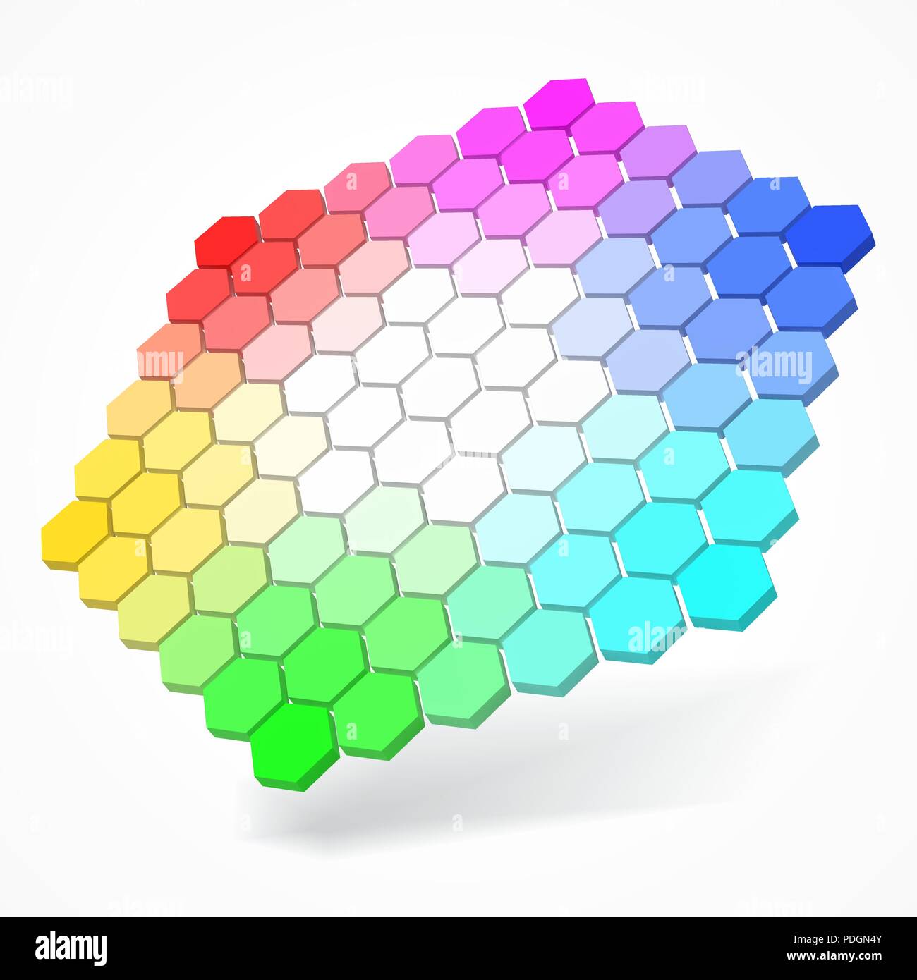 hexagonal color palette with small color hexagons. 3d style vector ...