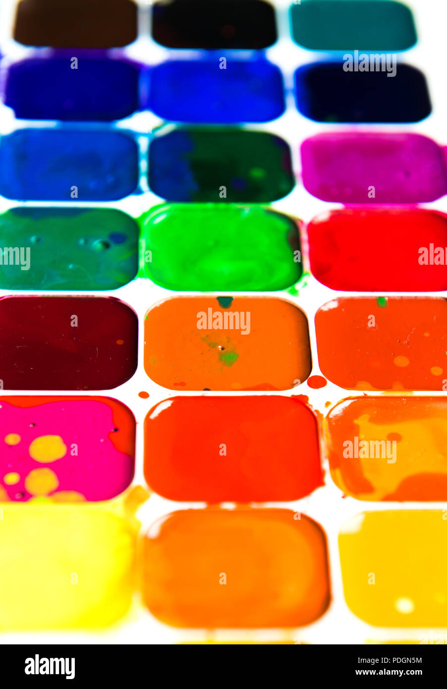 Watercolor paintbox close-up Stock Photo