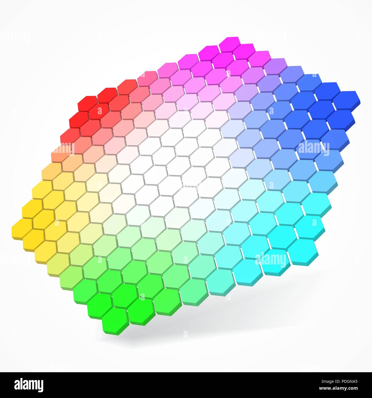 hexagonal color palette with small color hexagons. 3d style vector ...
