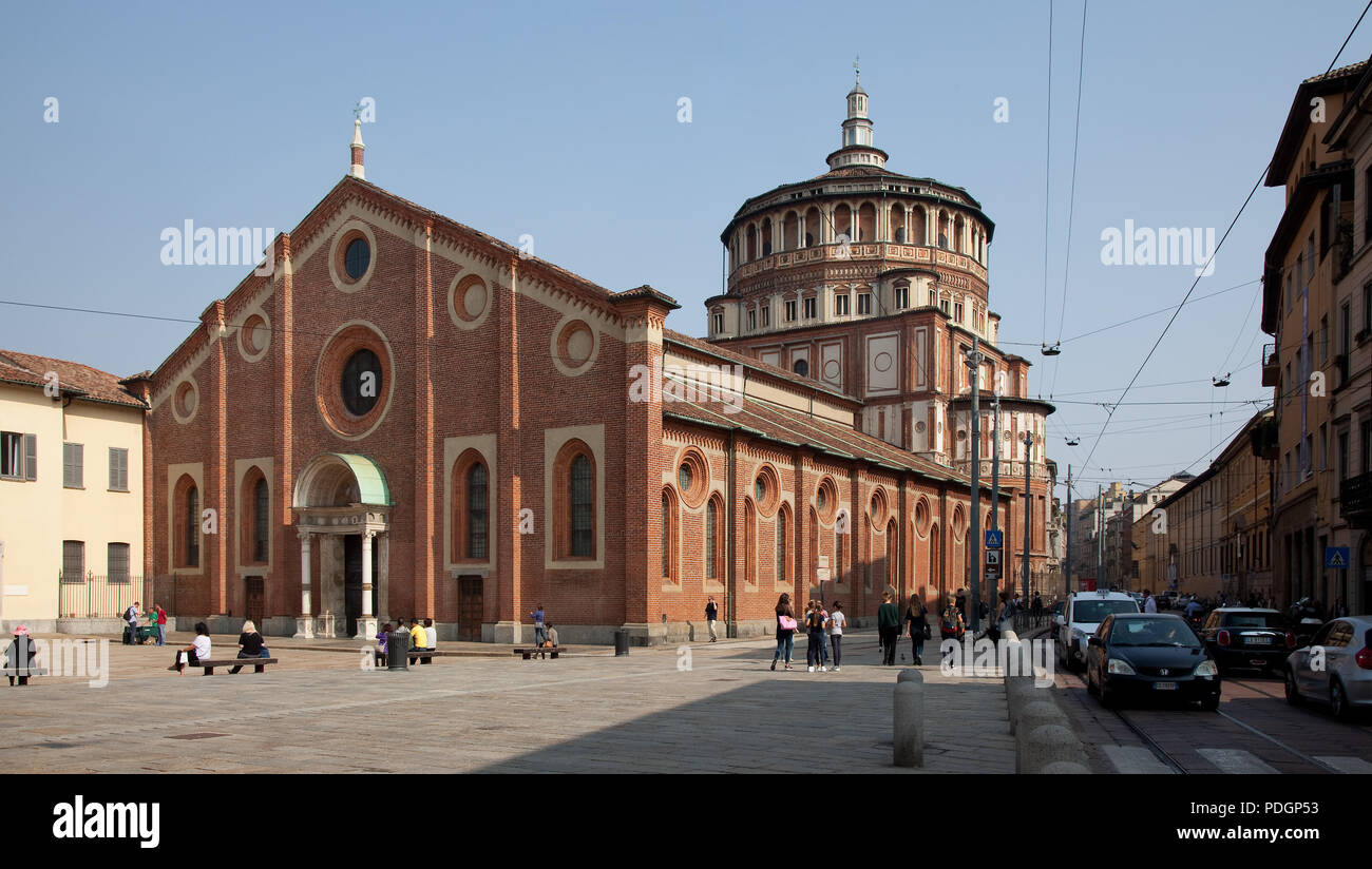 Italien Milano Mailand Kirche Santa Maria delle Grazie 89828 Ansicht v West-Südwest Langhaus spätgot Stufenhalle ab 1463 v Solari Ostbau im Renaissanc Stock Photo