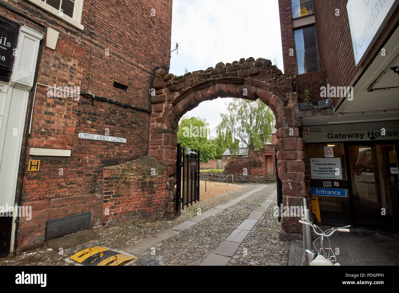 little abbey gateway archway entrance to the abbey chester cheshire england uk Stock Photo