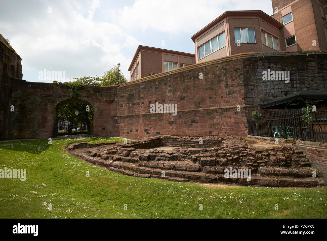 Chester City Walls Showing Original Roman Walls And Angle Tower Chester City Walls Showing Original Roman Walls And Angle Tower
