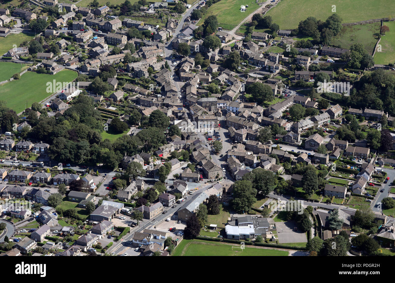 aerial view of Grassington in the Dales, North Yorkshire Stock Photo