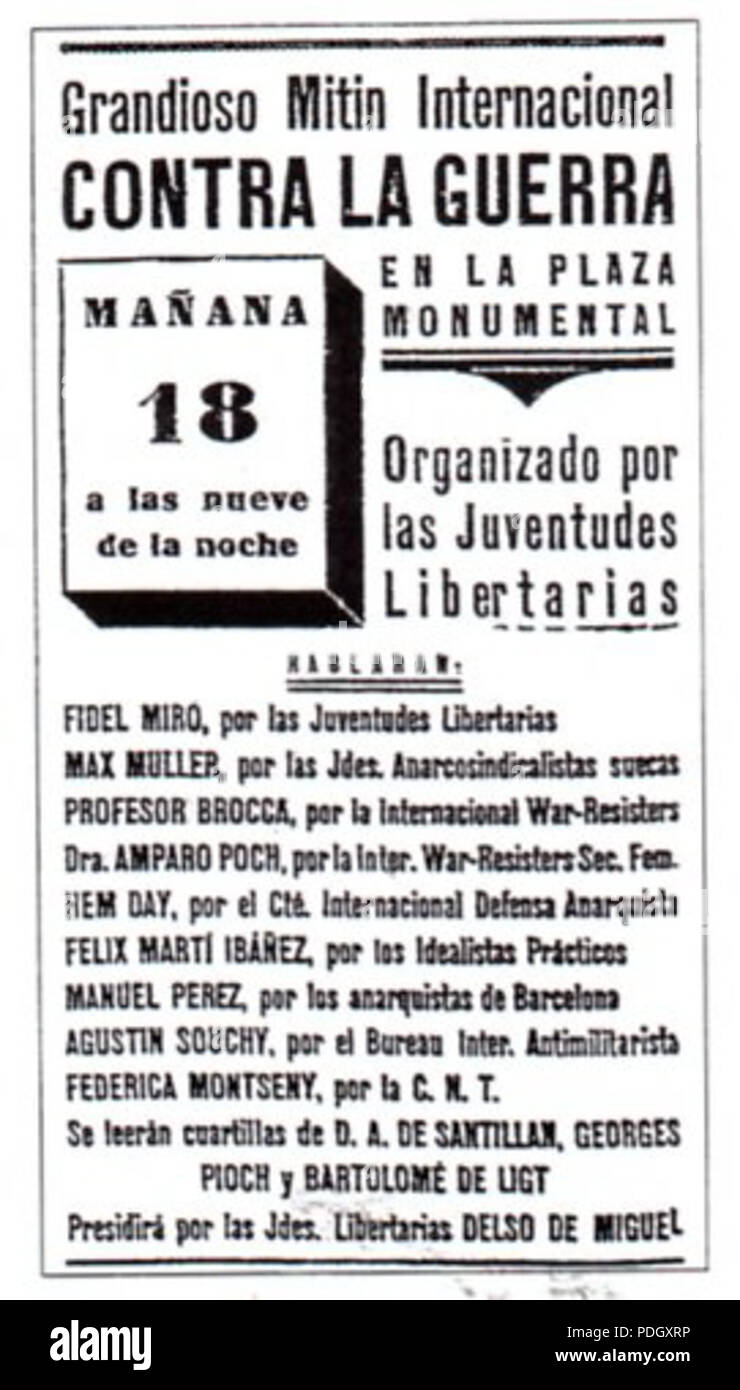 228 Mitin Contra La Guerra 1936 Stock Photo