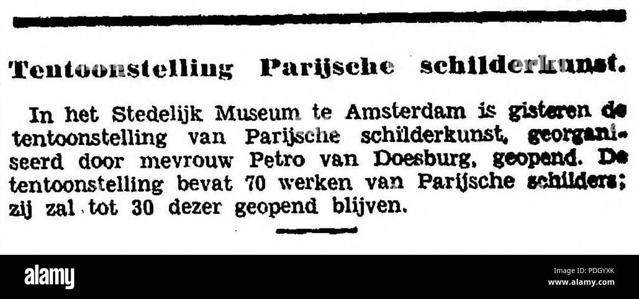 235 Nieuwe Rotterdamsche Courant vol 086 no 274 Ochtendblad Tentoonstelling Parijsche schilderkunst Stock Photo