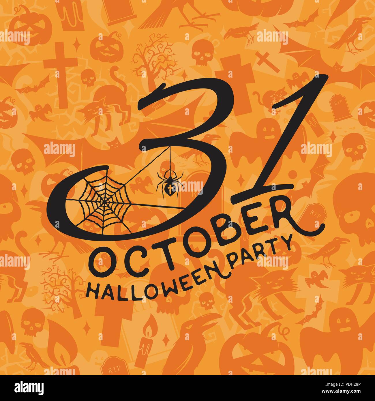 31 october Halloween party concept. Vector Halloween retro badge