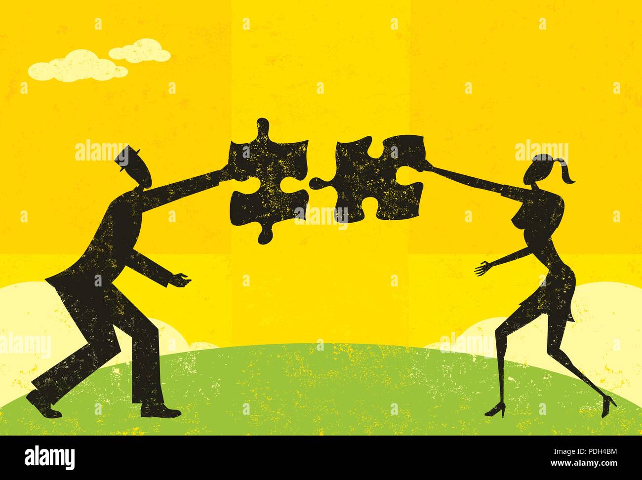 Finding a solution. A man and woman connecting puzzle pieces to find the  solution Stock Vector Image & Art - Alamy