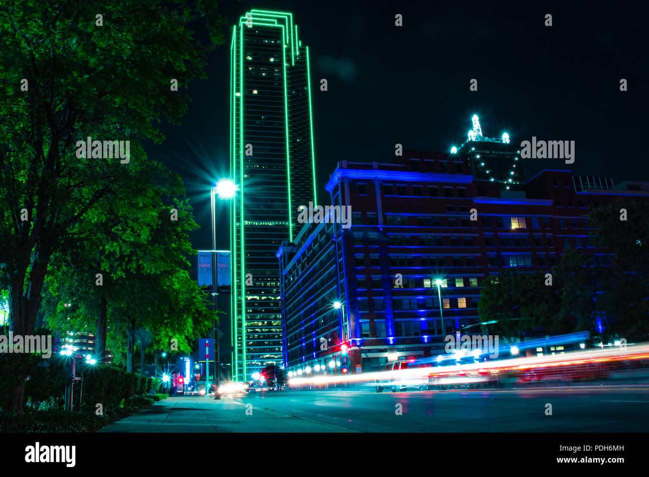 Dallas, Texas, City ,Night, Lights Stock Photo
