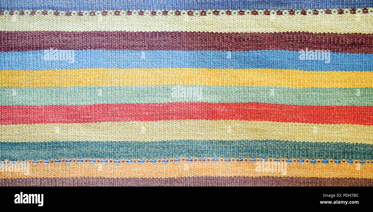 Colorful traditional Peruvian style, close-up rug surface. Textures ...