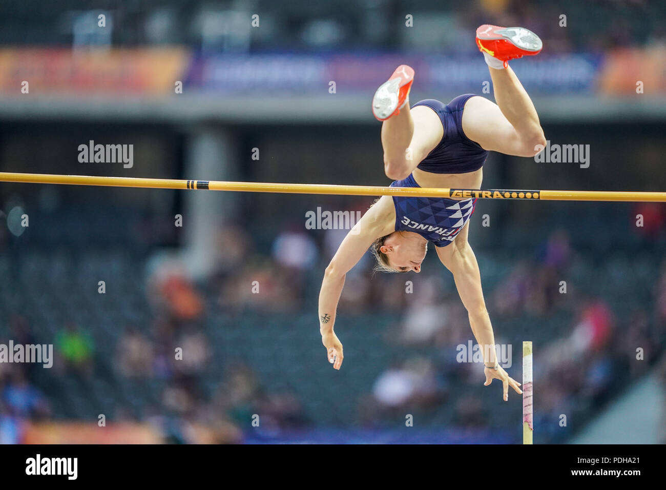 Berlin, Germany. August 9, 2018: Ninon Guillon-Romarin of Â France during  pole vault final for women at the Olympic Stadium in Berlin at the European  Athletics Championship. Ulrik Pedersen/CSM Credit: Cal Sport