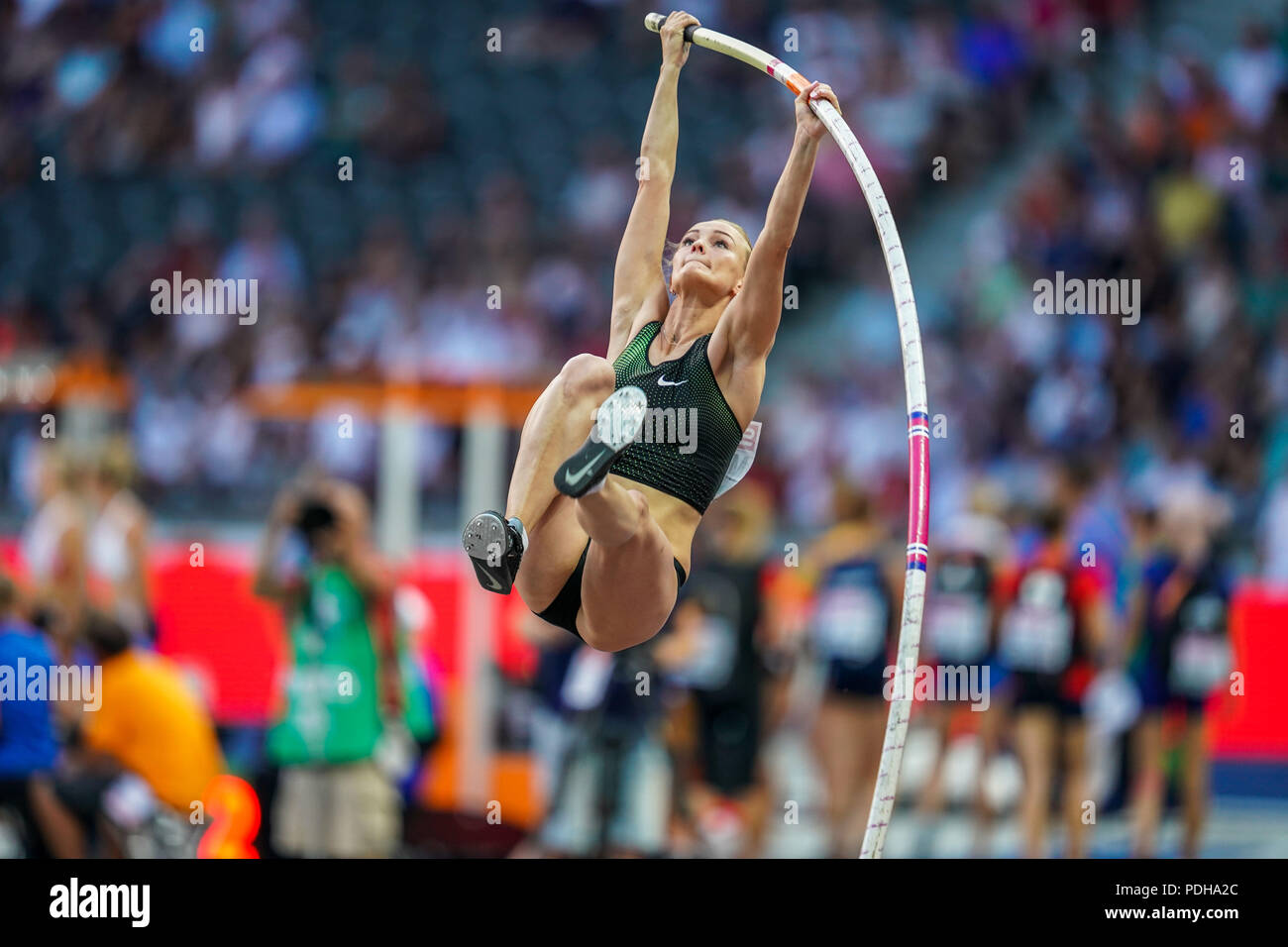 Berlin, Germany. August 9, 2018: Olga Mullina during pole vault final for women at the Olympic Stadium in Berlin at the European Athletics Championship. Ulrik Pedersen/CSM Credit: Cal Sport Media/Alamy Live News Stock Photo