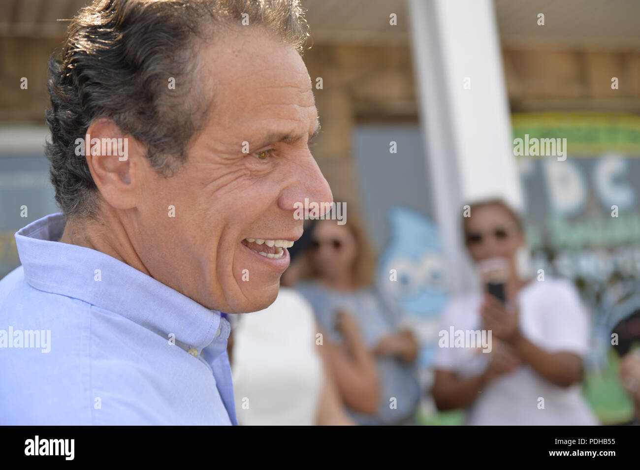 Massapequa, New York, USA. 5th Aug, 2018. Governor ANDREW CUOMO is a special guest at opening of joint campaign office for Grechen Shirley and NY Sen. J. Brooks, aiming for a Democratic Blue Wave in November midterm elections. Credit: Ann Parry/ZUMA Wire/Alamy Live News Stock Photo
