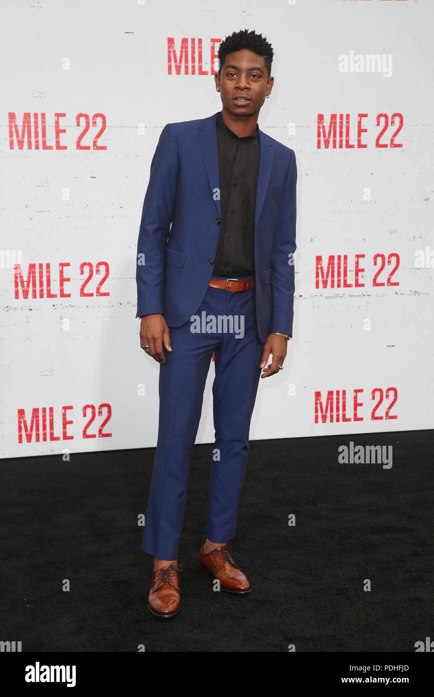 9 August 2018- Westwood, California - RJ Cyler. Premiere Of STX Films' 'Mile 22' held at The Regency Village Theatre. Photo Credit: Faye Sadou/AdMedia Stock Photo