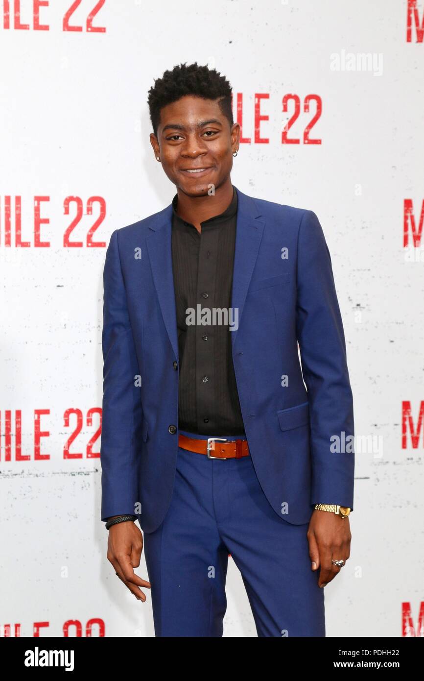 Los Angeles, CA, USA. 9th Aug, 2018. RJ Cyler at arrivals for MILE 22 Premiere, Westwood Village Theater, Los Angeles, CA August 9, 2018. Credit: Priscilla Grant/Everett Collection/Alamy Live News Stock Photo