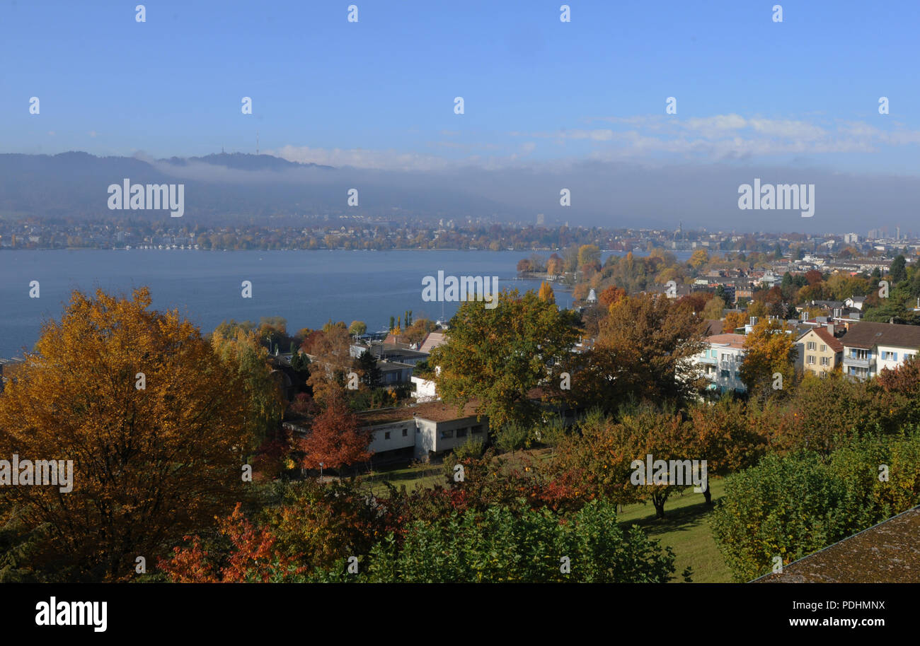Switzerland: Zürich-Seefeld on the boarder of the lake from Burghölzli clinic wineyards-hill Stock Photo