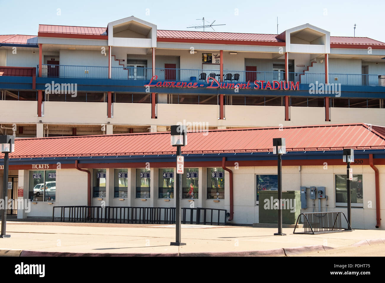 Lawrence–Dumont Stadium is a baseball stadium in Wichita, Kansas, United States on the northwest corner of McLean Blvd and Lewis Street. USA Stock Photo