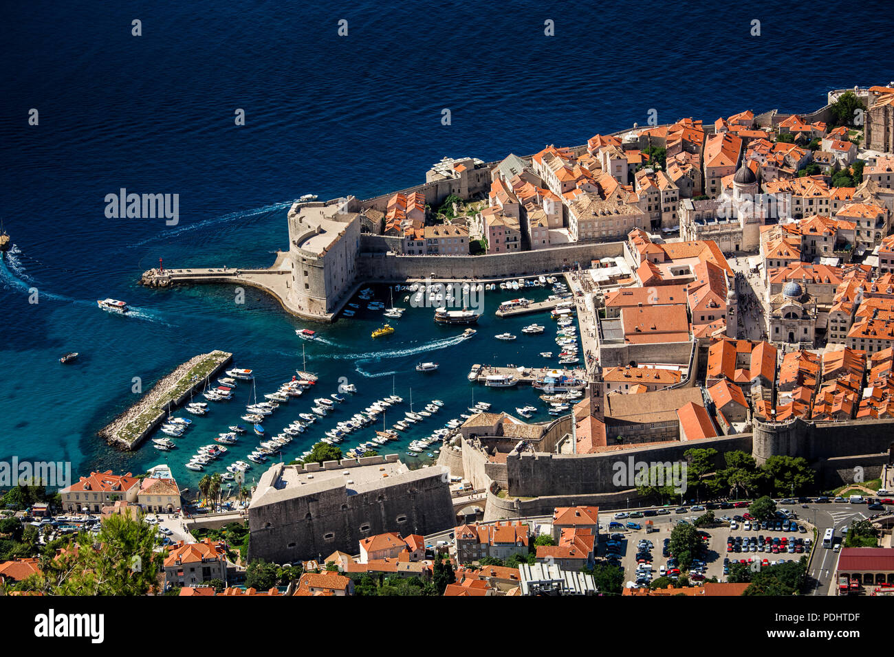 Aerial view of Dubrovnik city in Croatia Stock Photo