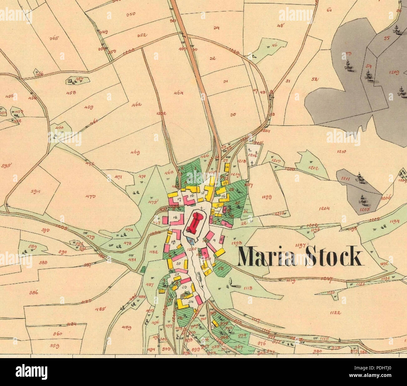 296 Skoky cadastral map 1841 Stock Photo