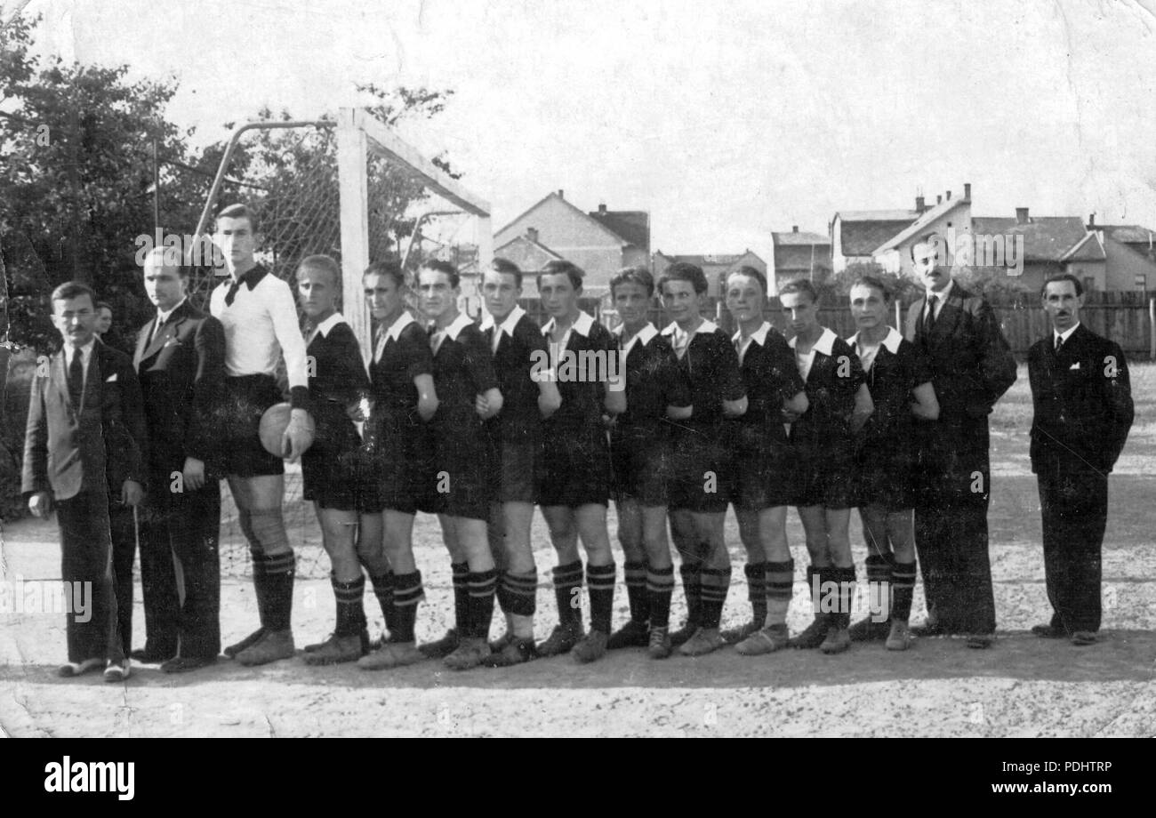 297 Soccer team, tableau, soccer field, men, ball Fortepan 12401 Stock Photo