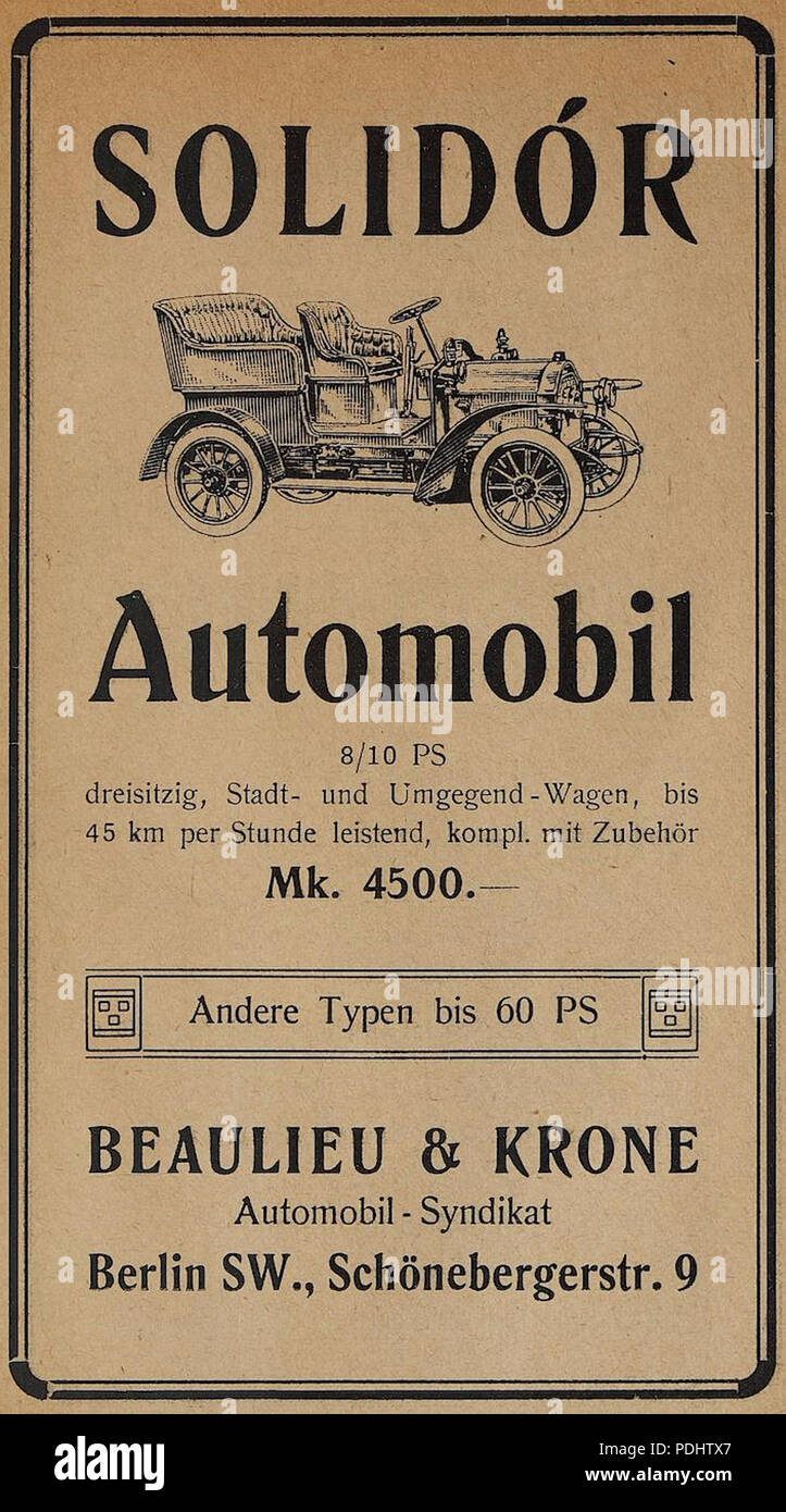 298 Solidór Automobil 1907 Stock Photo