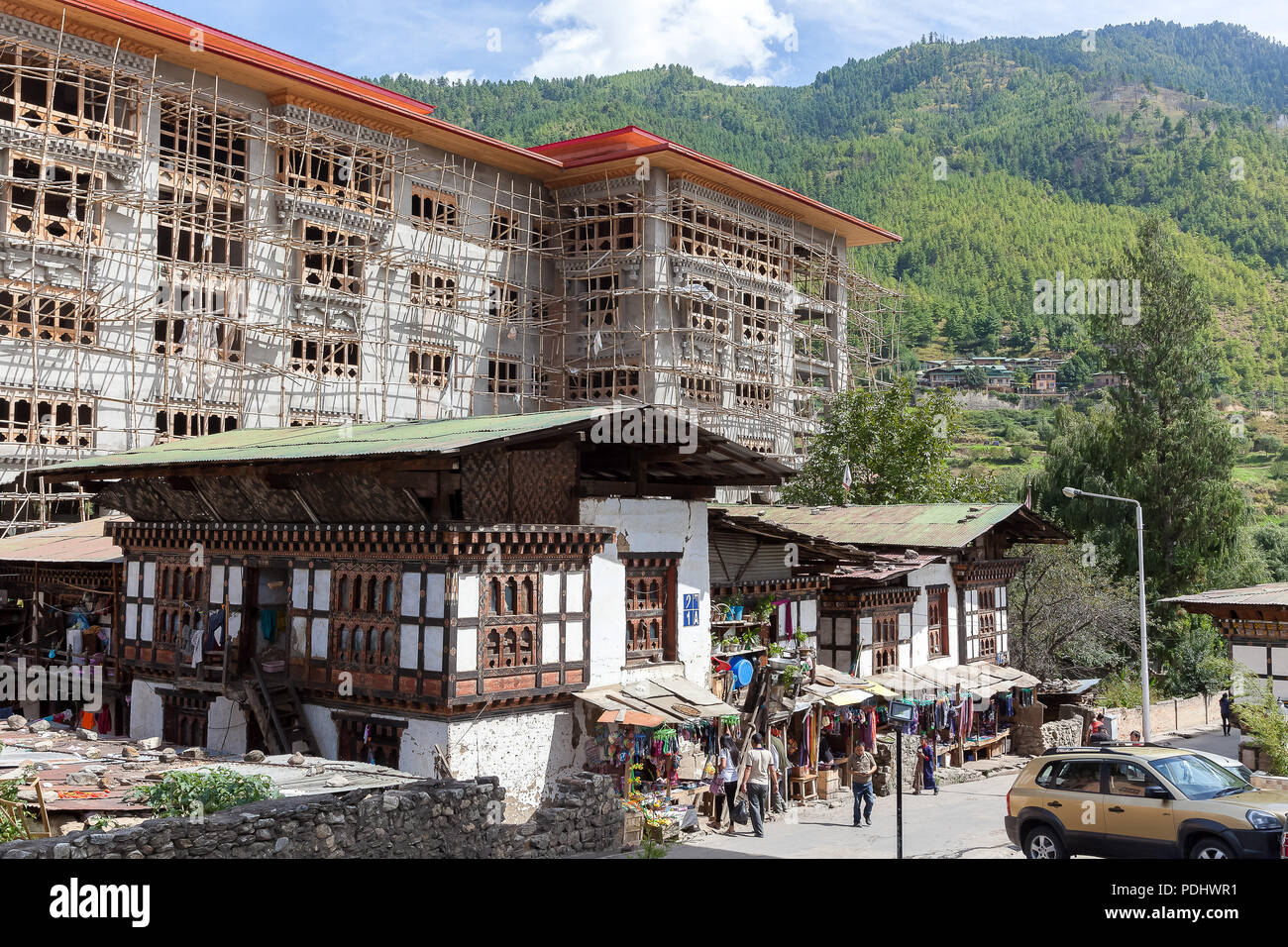 The city of Thimpu, capital of Bhutan. Stock Photo