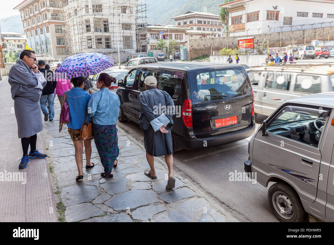 The city of Thimpu, capital of Bhutan. Stock Photo