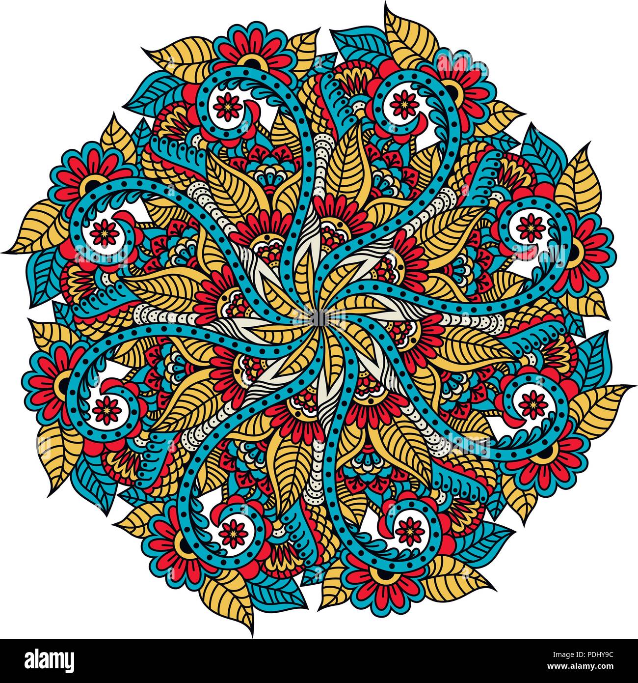 Mandala. Hand drawn backdrop. Vector for coloring page for adults Stock Vector