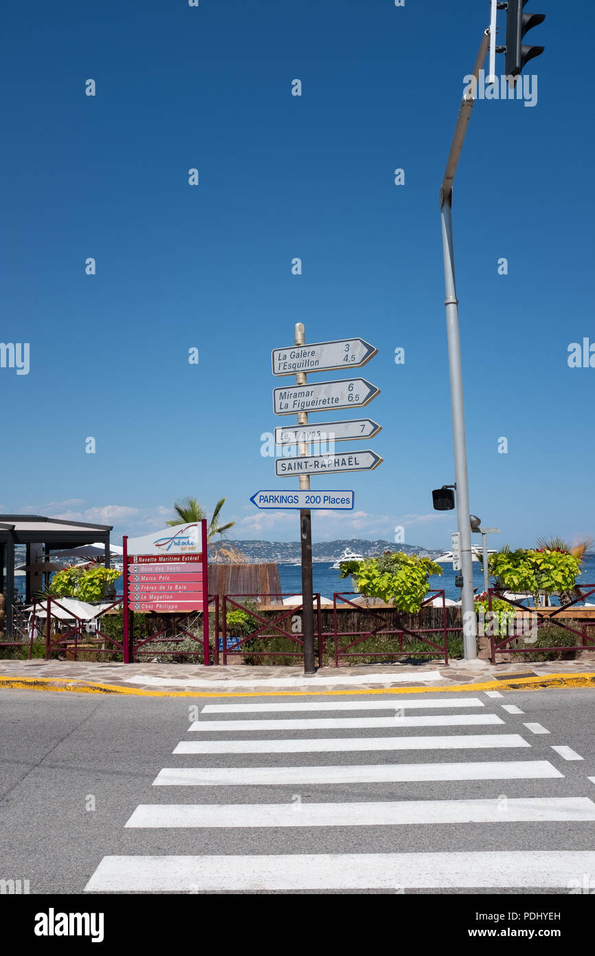 Signs Near Beach Théoule-sur-Mer France Stock Photo - Alamy