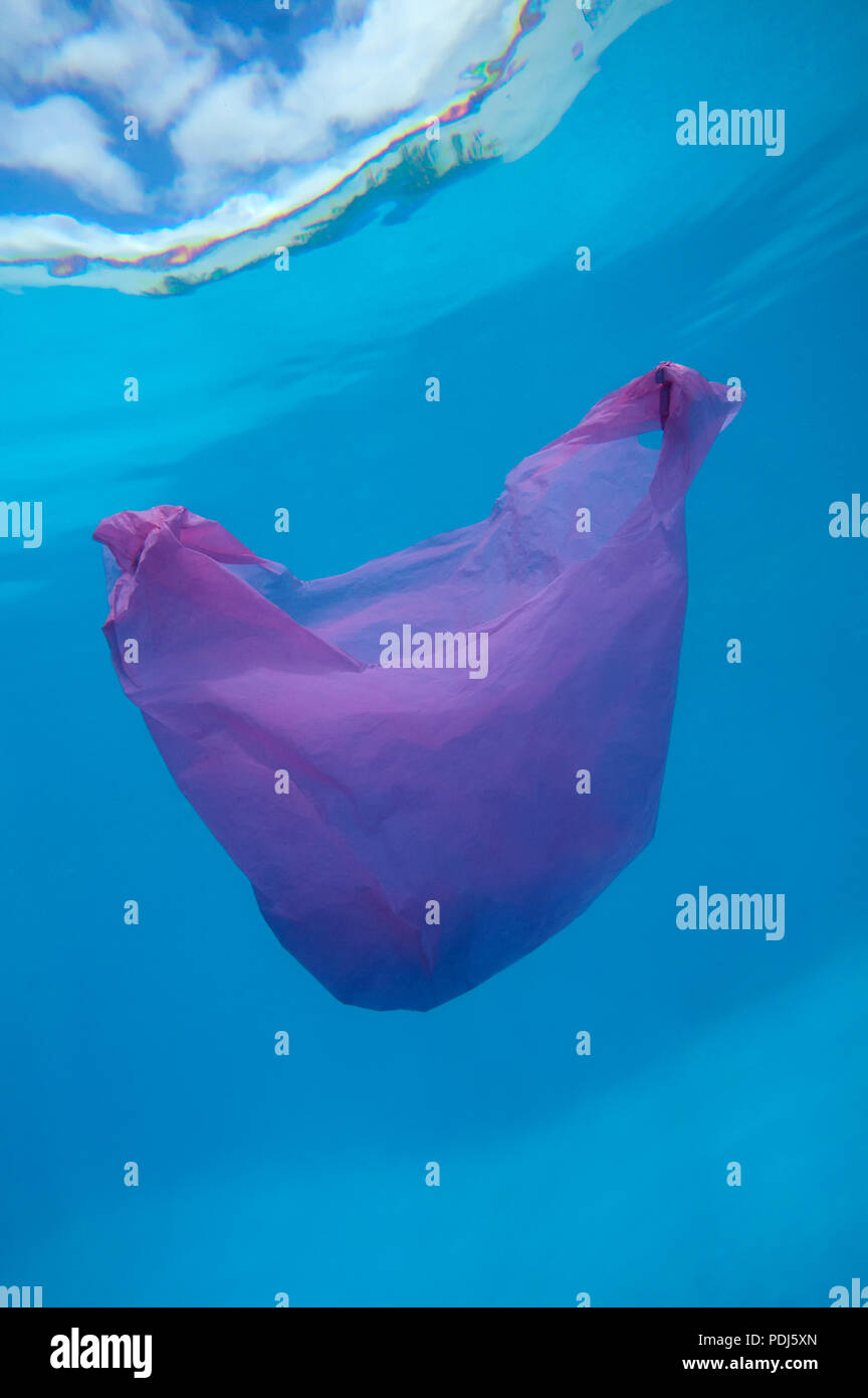 Plastic Bag Floating In Sea High Resolution Stock Photography and