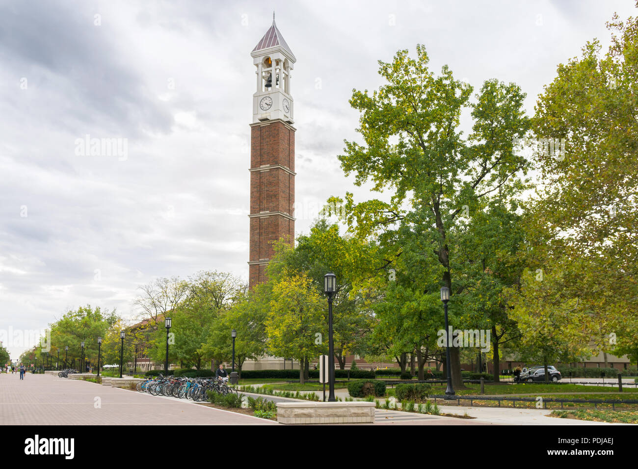 WEST LAFAYETTE, IN/USA - OCTOBER 22, 2017: Purdue Bell Tower on the campus of the Purdue University. Stock Photo