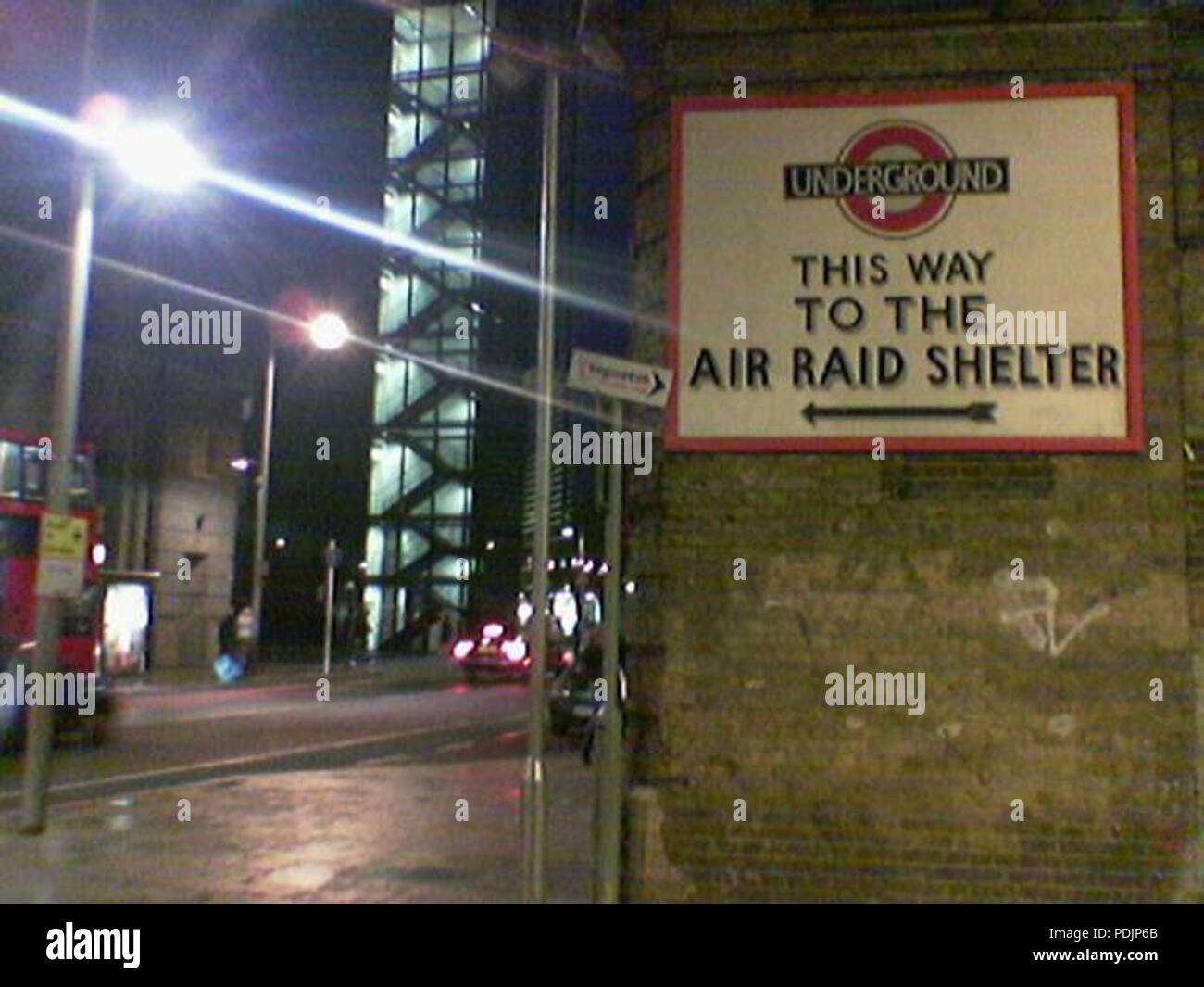 3 London Underground Air Raid Shelter Sign Stock Photo