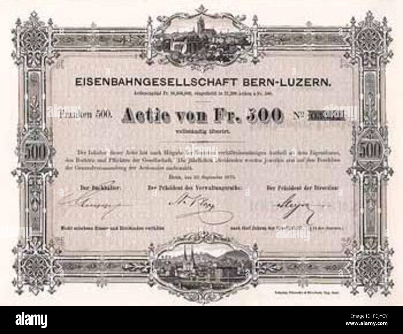 1 BernLuzernBahn Aktie Stock Photo Alamy