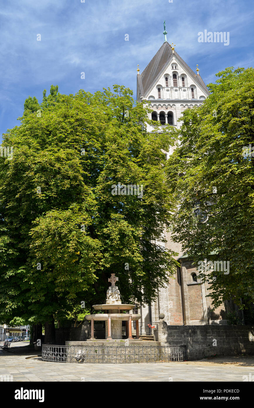 Munich, Germany - July 28, 2018: Stadtisches St.-Anna-Gymnasium church in central Munich Stock Photo