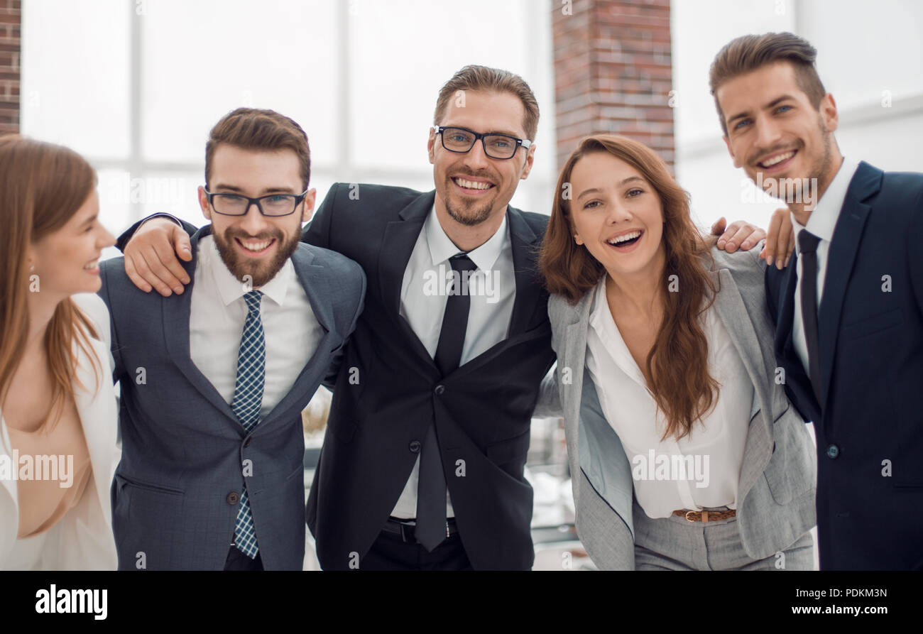 happy business team standing together Stock Photo - Alamy