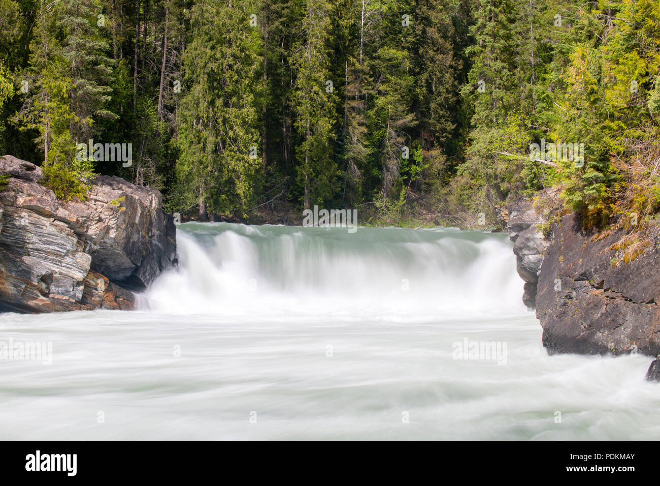 Overlander Falls is a waterfall on the Fraser River in Mount Robson Provincial Park, British Columbia, Canada. Stock Photo