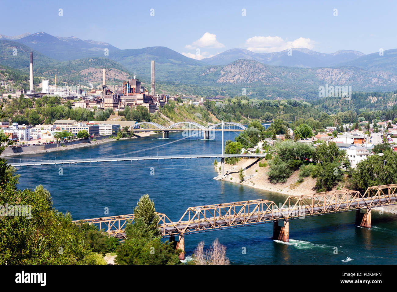 View of the city of Trail and the lead and zinc smelter in the West