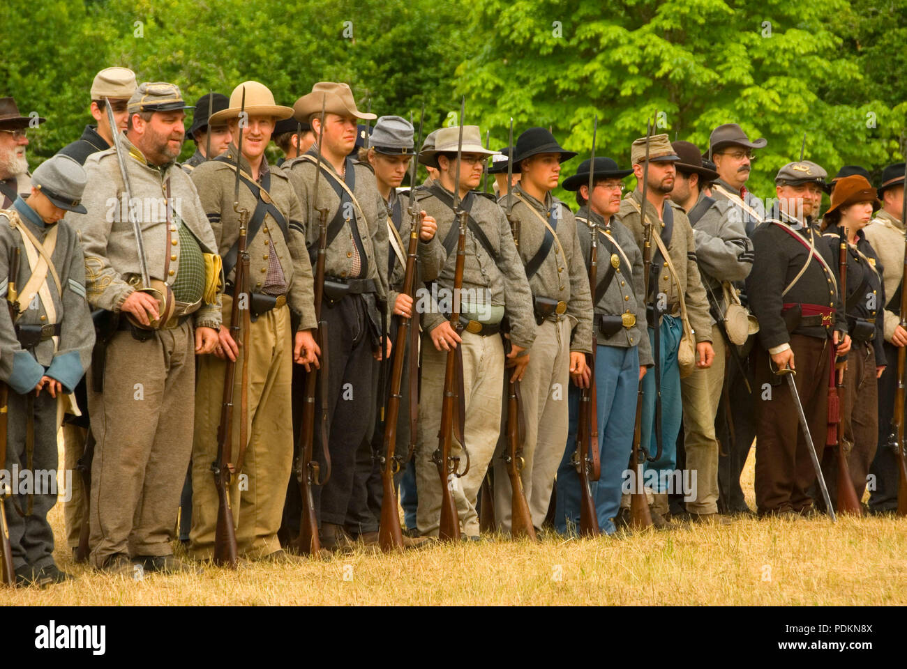 Confederate soldiers, Civil War Re-enactment, Willamette Mission State Park, Oregon Stock Photo