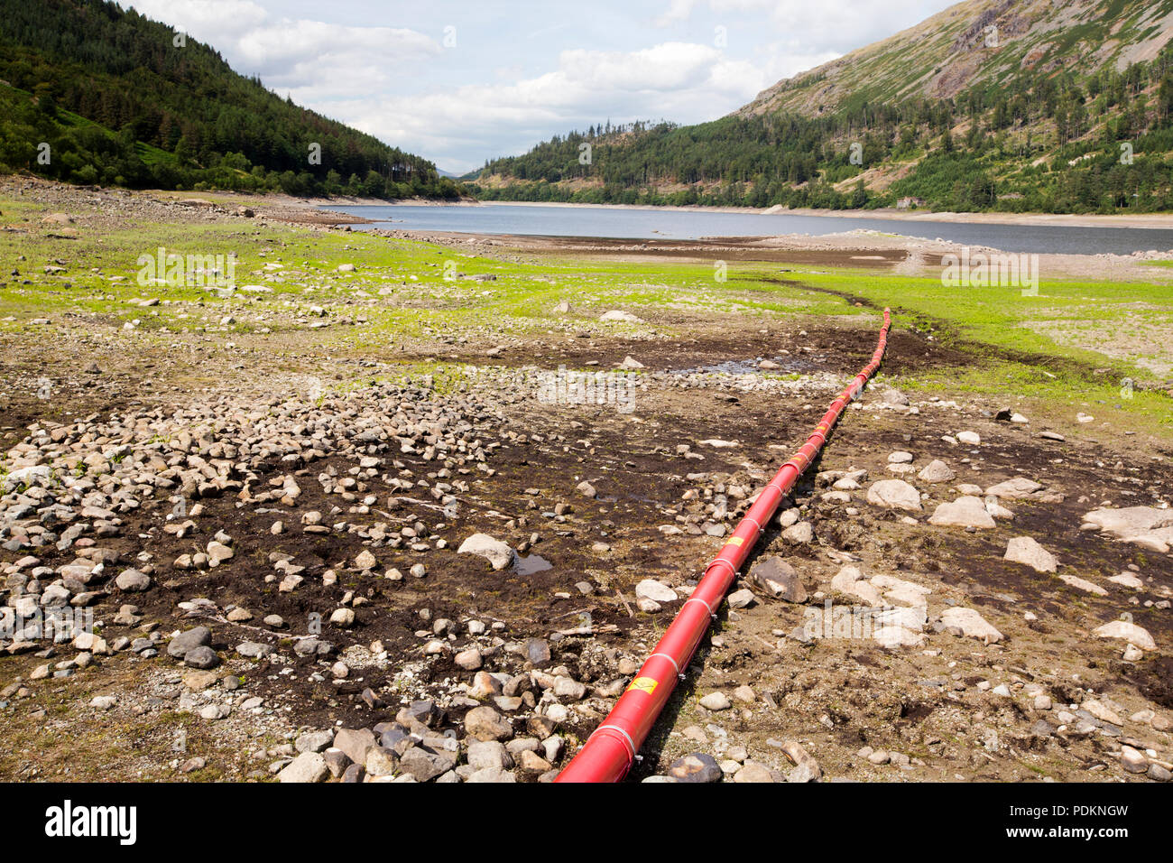 Thirlmere reservoir which is drying up rapidly due to the ongoing dry