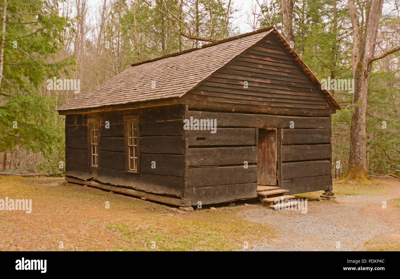 Preserved one-room school house in the Appalachian Mountains Stock Photo