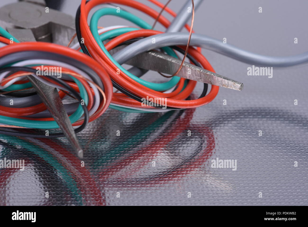 Cables and tools used in electrical home installation Stock Photo Alamy