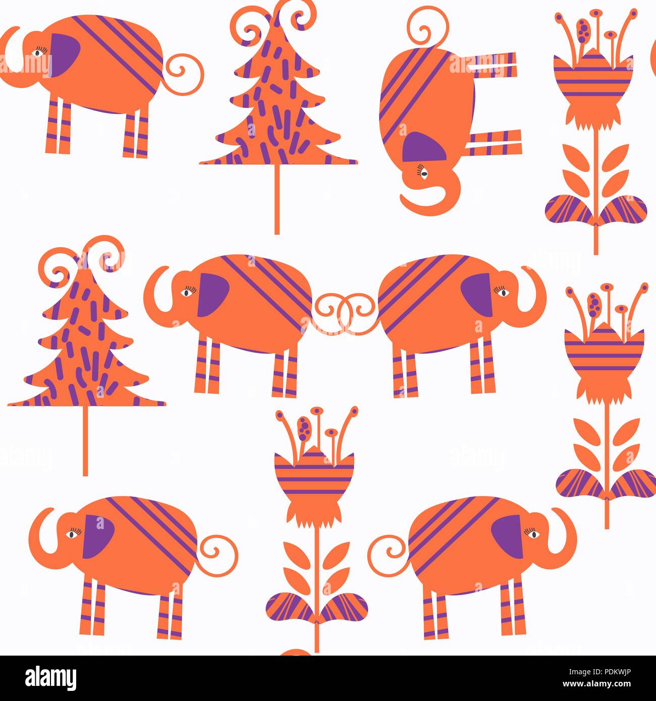 Abstract elephants seamless pattern vector. It is located in swatch menu Stock Vector