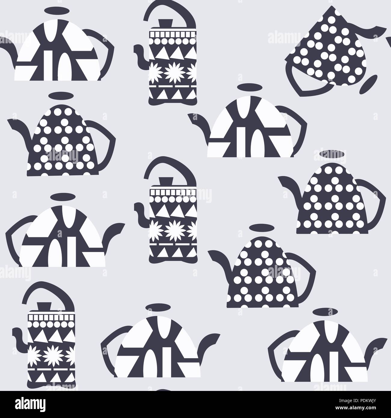 Tea pot abstract seamless pattern vector. It is located in swatch menu Stock Vector