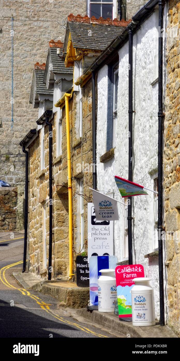 The Old Pilchard Press Cafe,Mousehole,Cornwall,England,UK Stock Photo
