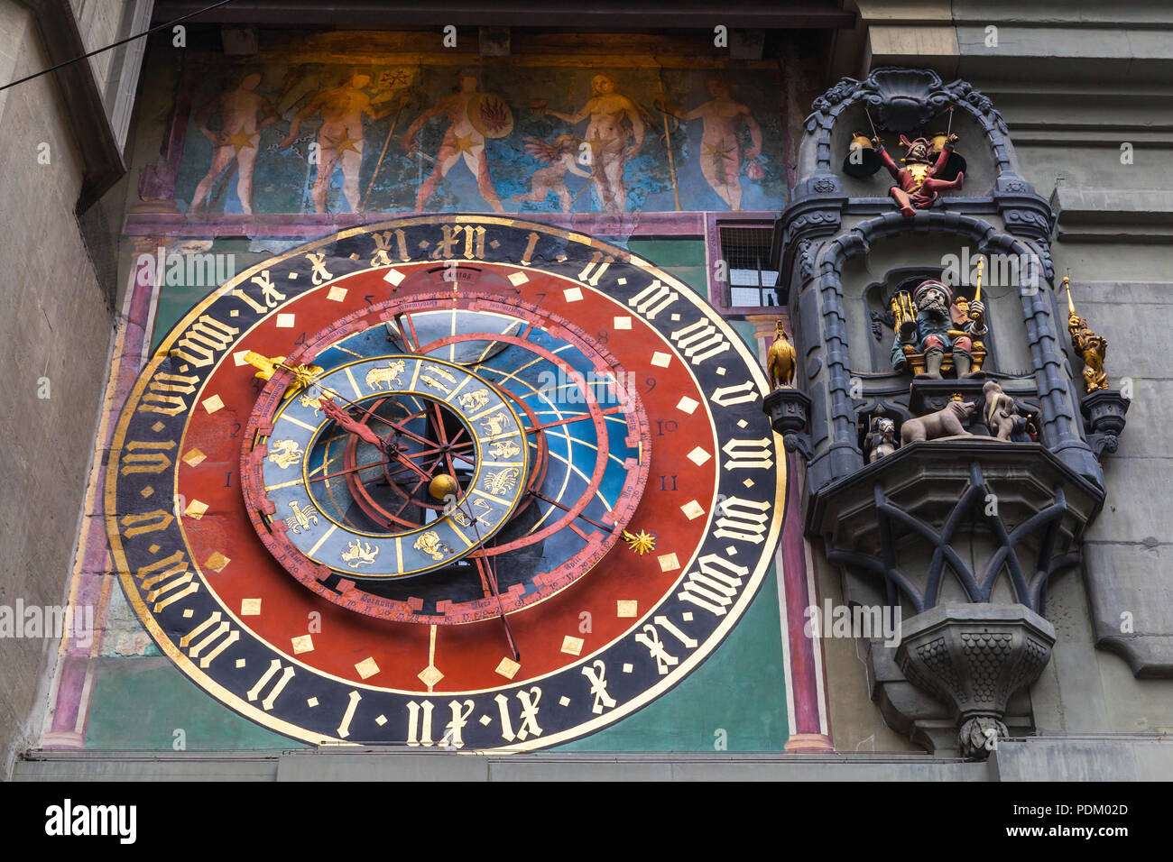 Ancient Astronomic clock of Zytglogge in the Old City of Bern. Switzerland. It has existed since about 1218–1220 Stock Photo
