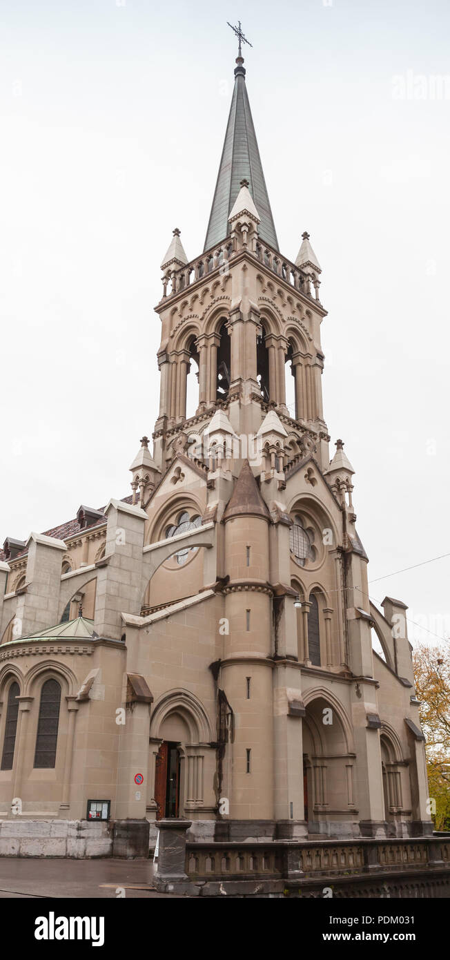 Kirche St. Peter und Paul facade, Bern, Switzerland. The church was founded in 1858 at Town Hall Street Stock Photo