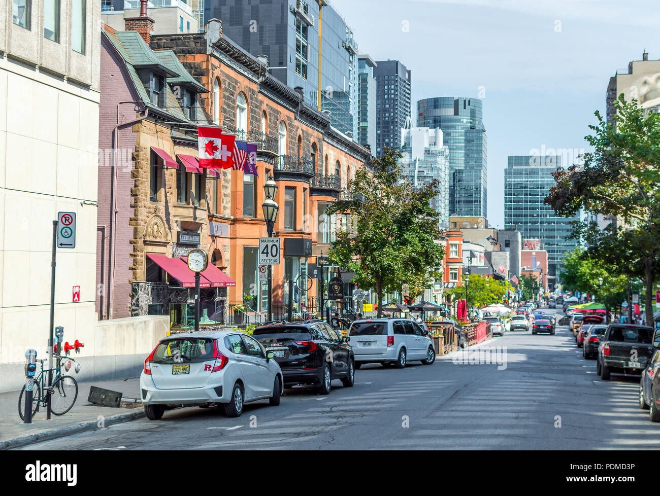 Montreal, Canada August 5, 2018 Crescent street in Montreal downtown