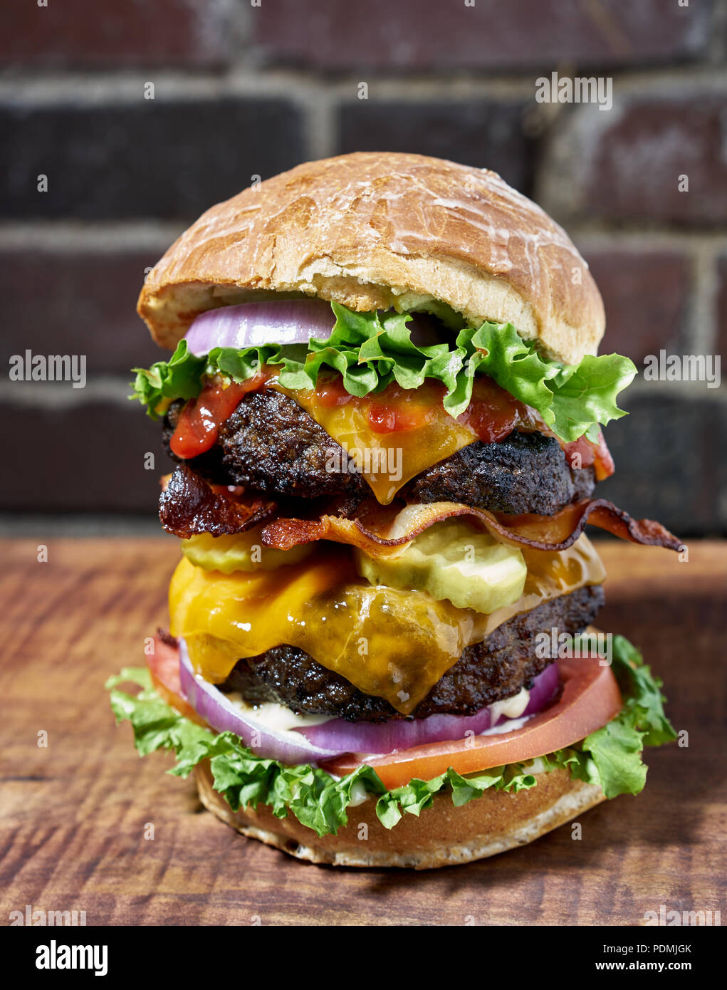 Double Bacon Cheeseburger Stock Photo - Alamy