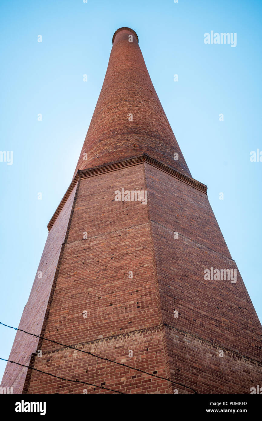 The old Ohio-Colorado Smelting and Refining Company Smokestack (1902 to 1920); Smeltertown; near Salida; Colorado; USA. Built 1917; 365 feet high. Nat Stock Photo